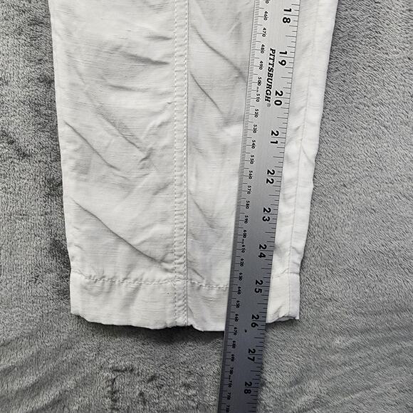 H by Halston Pants Womens S White Linen Viscose High Rise Ankle Pockets Coastal - Picture 11 of 13